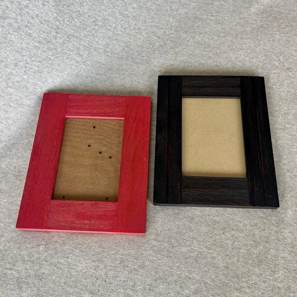 Pottery Barn Red and Dark Brown Wood Picture Frames (Set of 2)